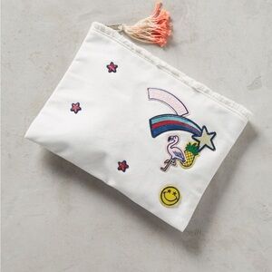 Sundry White and Pink Bag with Whimsical Embroidery